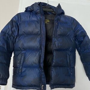 Polo Ralph Lauren Kids Blue Camo Hooded Puffer Jacket | Size 4T
